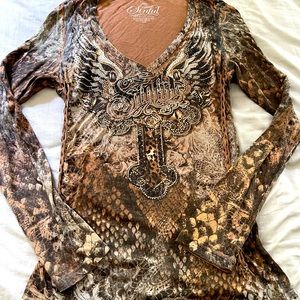 Women’s Sinful by affliction Large EUC Bling